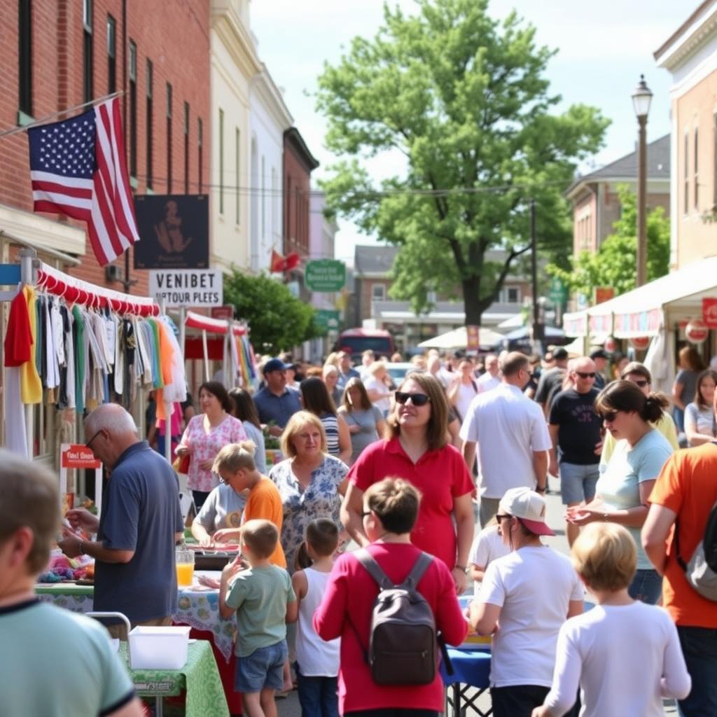 Volunteers running a lively festival in a small town.