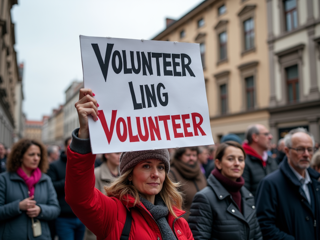 Volunteer advocating at a rally