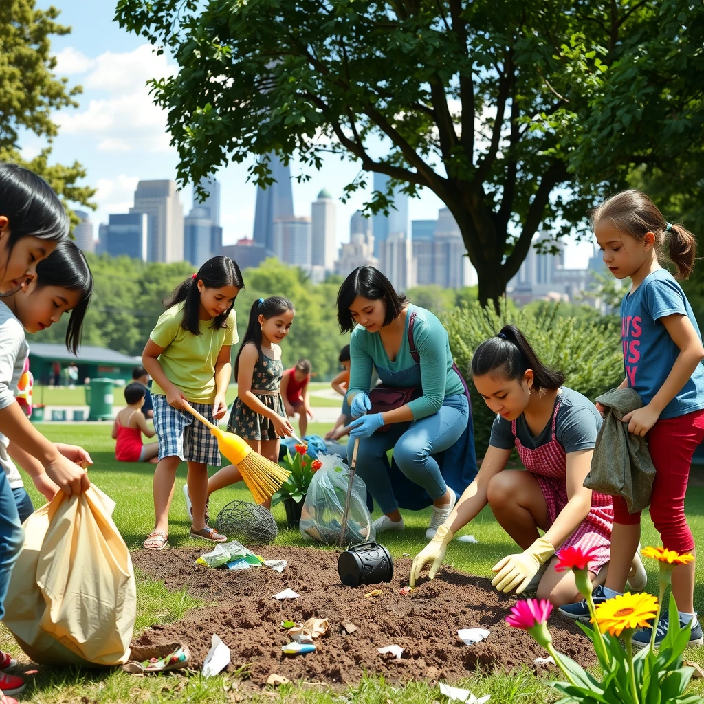 Community volunteers cleaning a local park