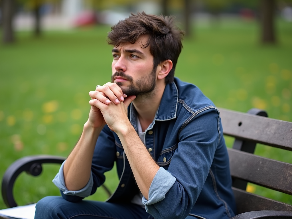 Volunteer reflecting thoughtfully outdoors