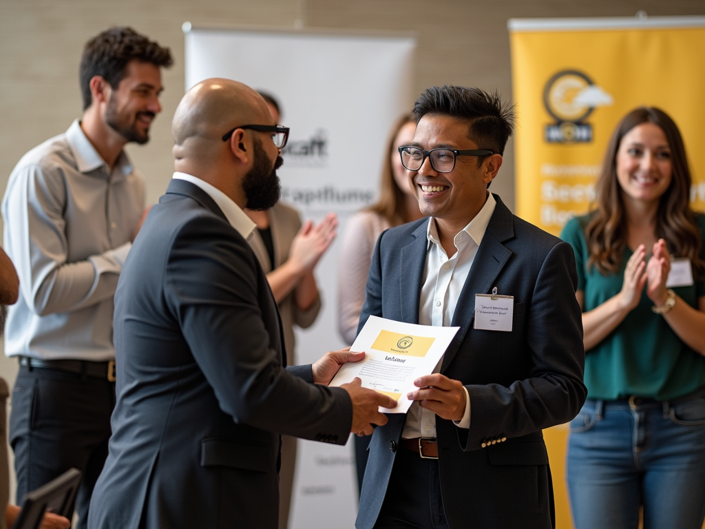 Volunteer being recognized at an appreciation event