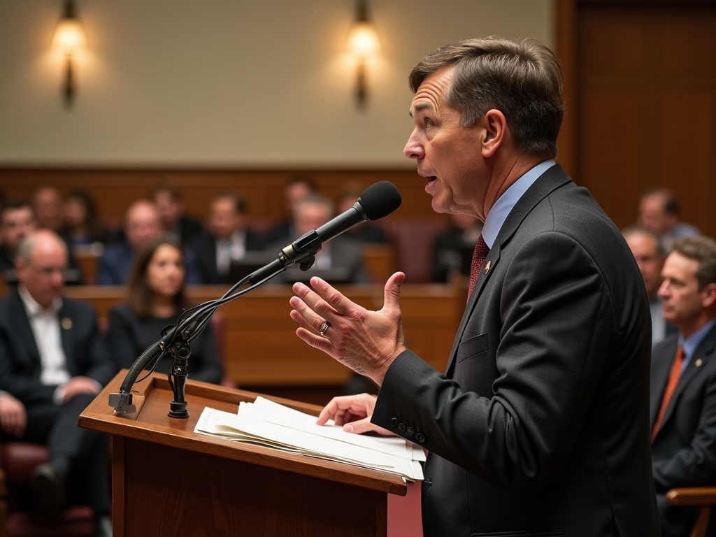 Advocate speaking at a town hall meeting