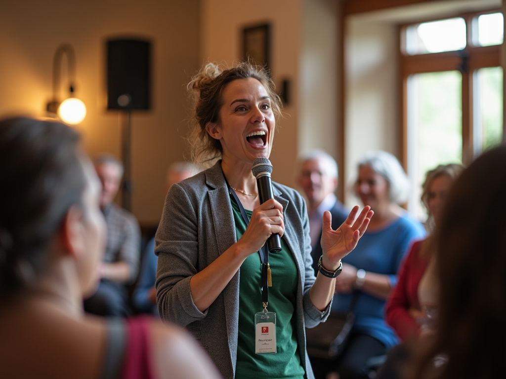Volunteer advocating for a cause at a community event