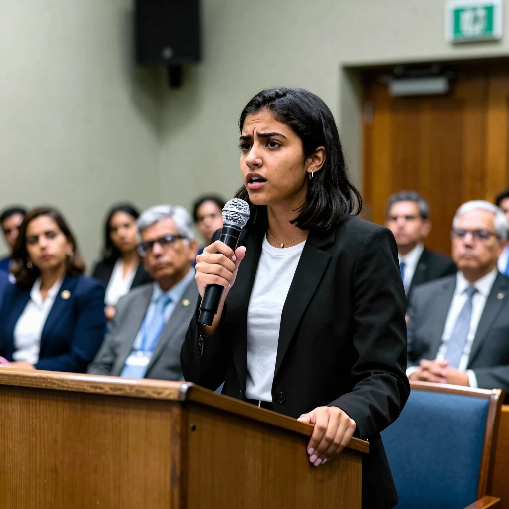 Advocate testifying for community change