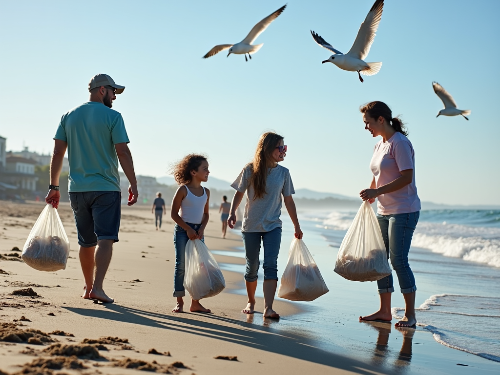 Beach clean-up volunteers