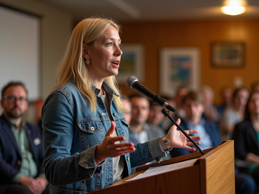 Volunteer speaking at a meeting