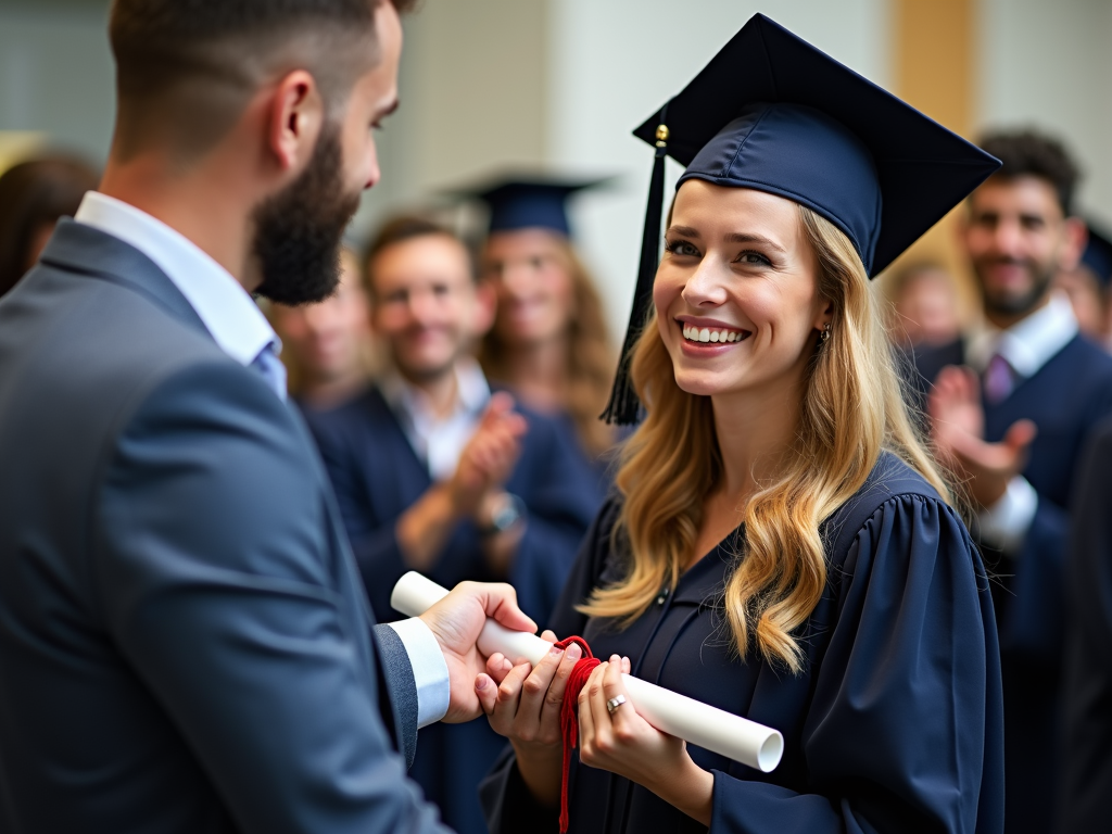 Volunteer celebrating student graduation