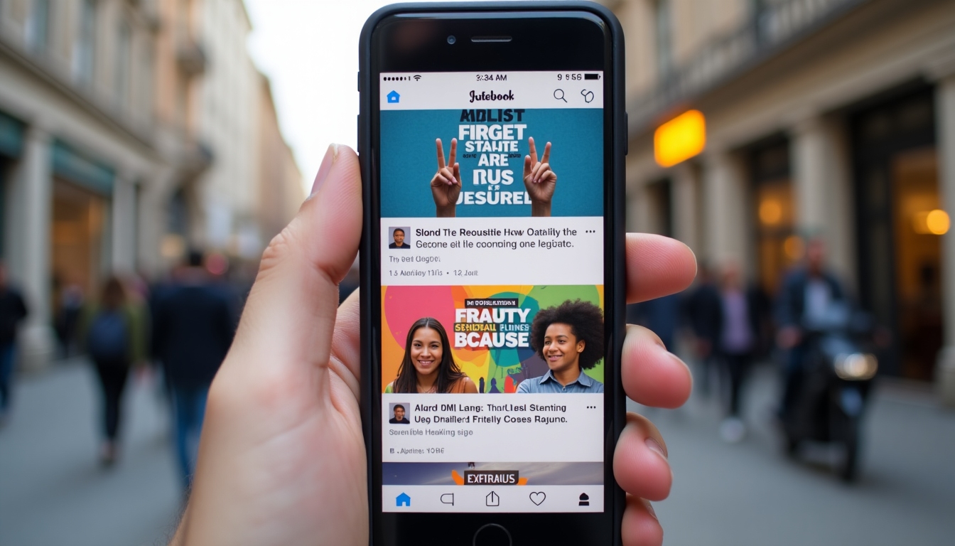 Smartphone displaying advocacy campaign social media posts.