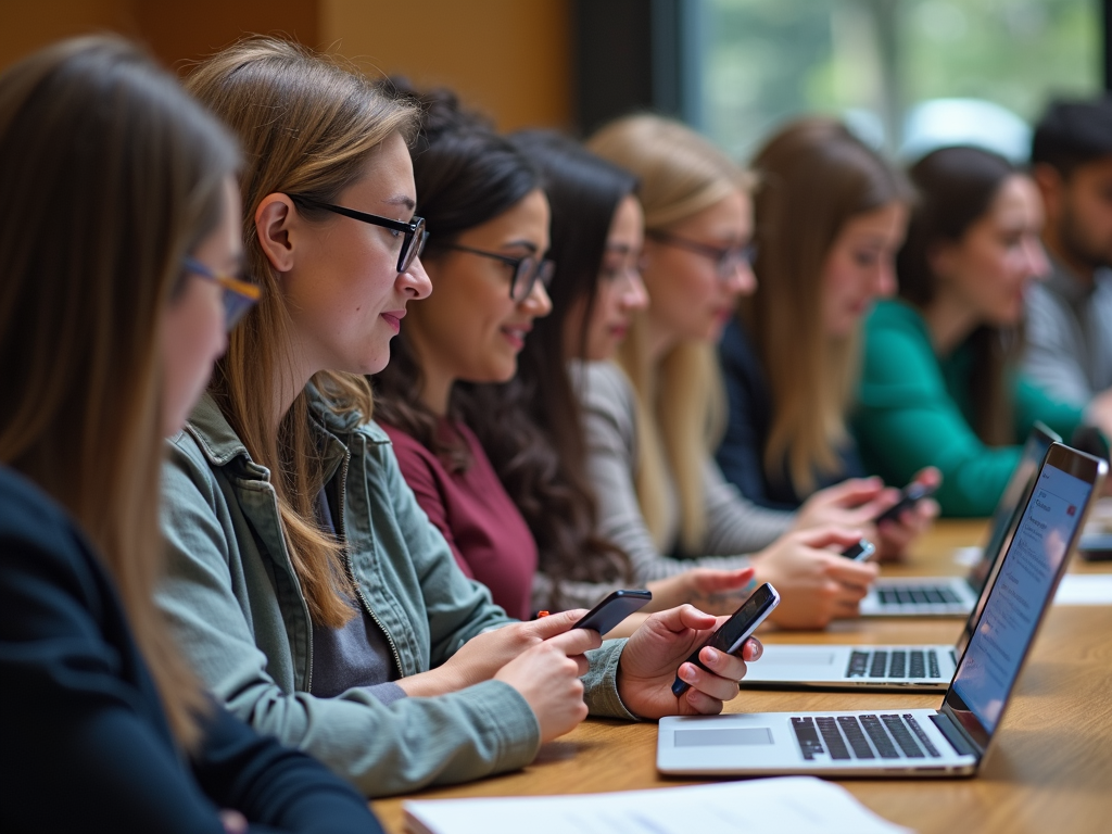 People engaging in digital activism on various devices