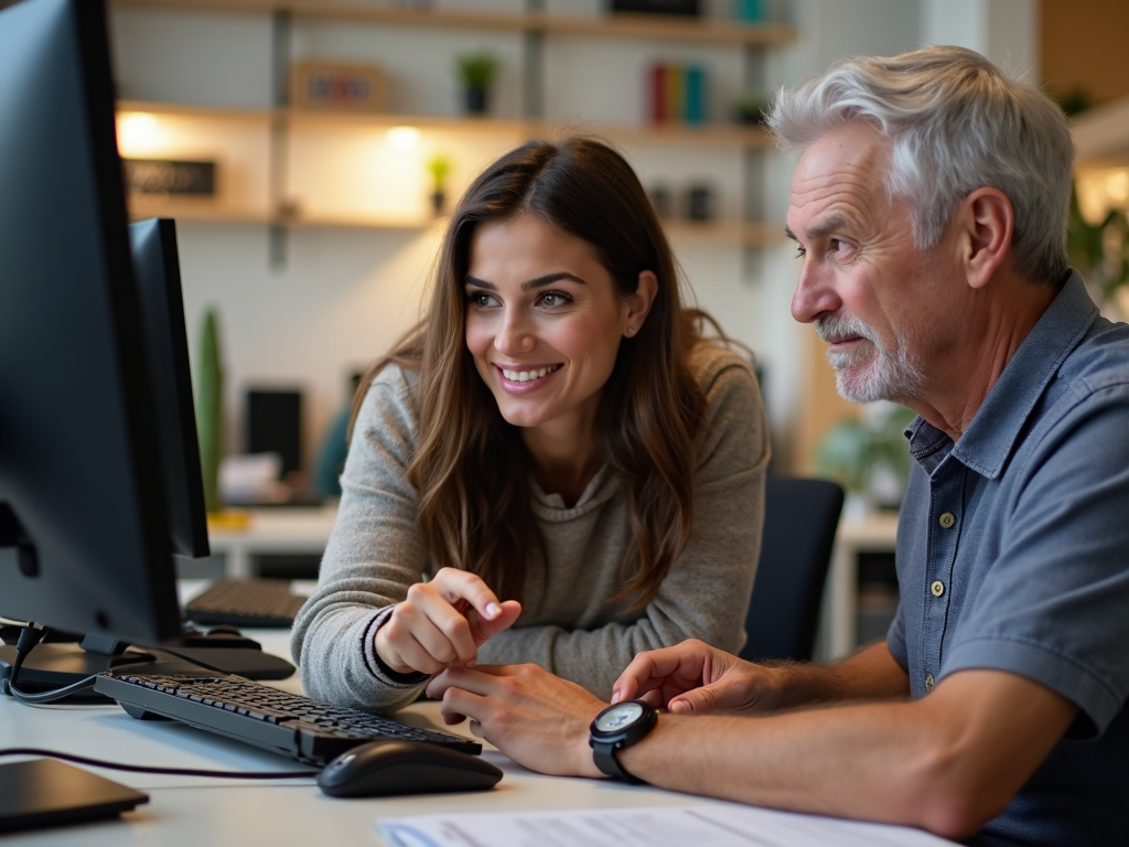 Volunteer teaching a new skill to a nonprofit team member.