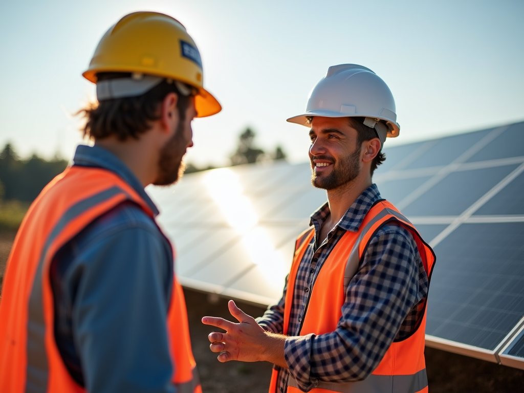 Volunteer at a solar panel project