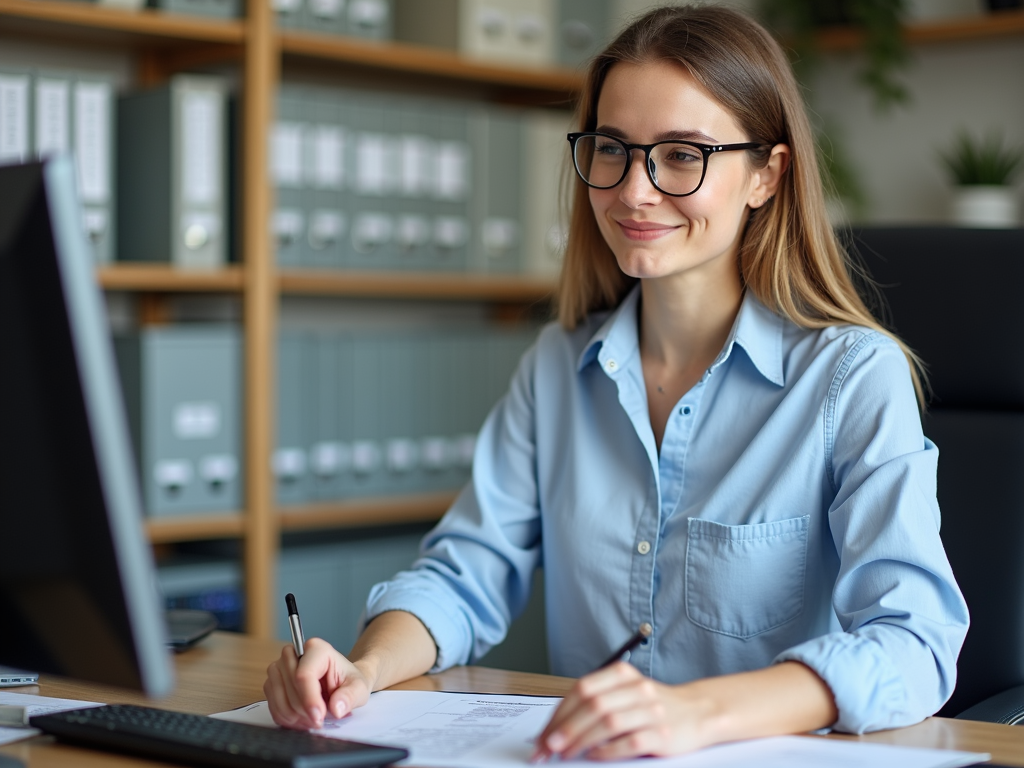 Non-profit accountant working on financial reports