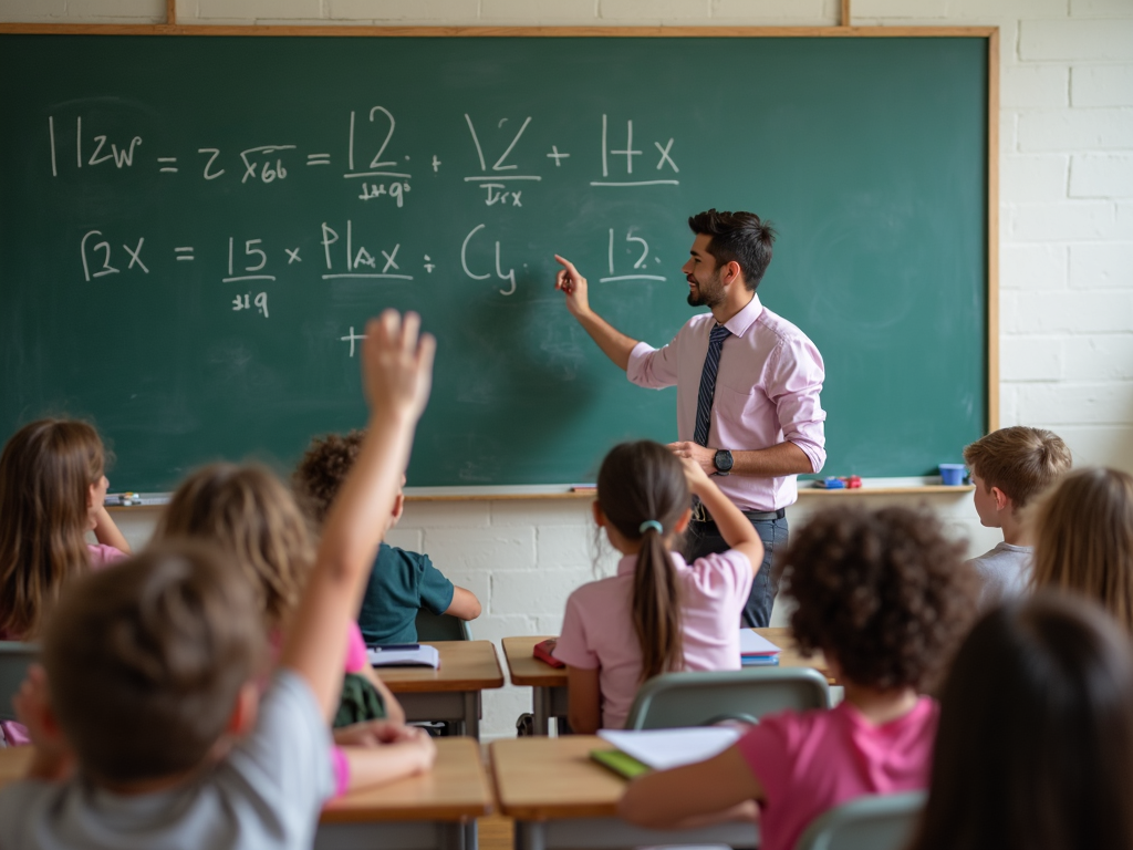 Student teaching math in a local school.