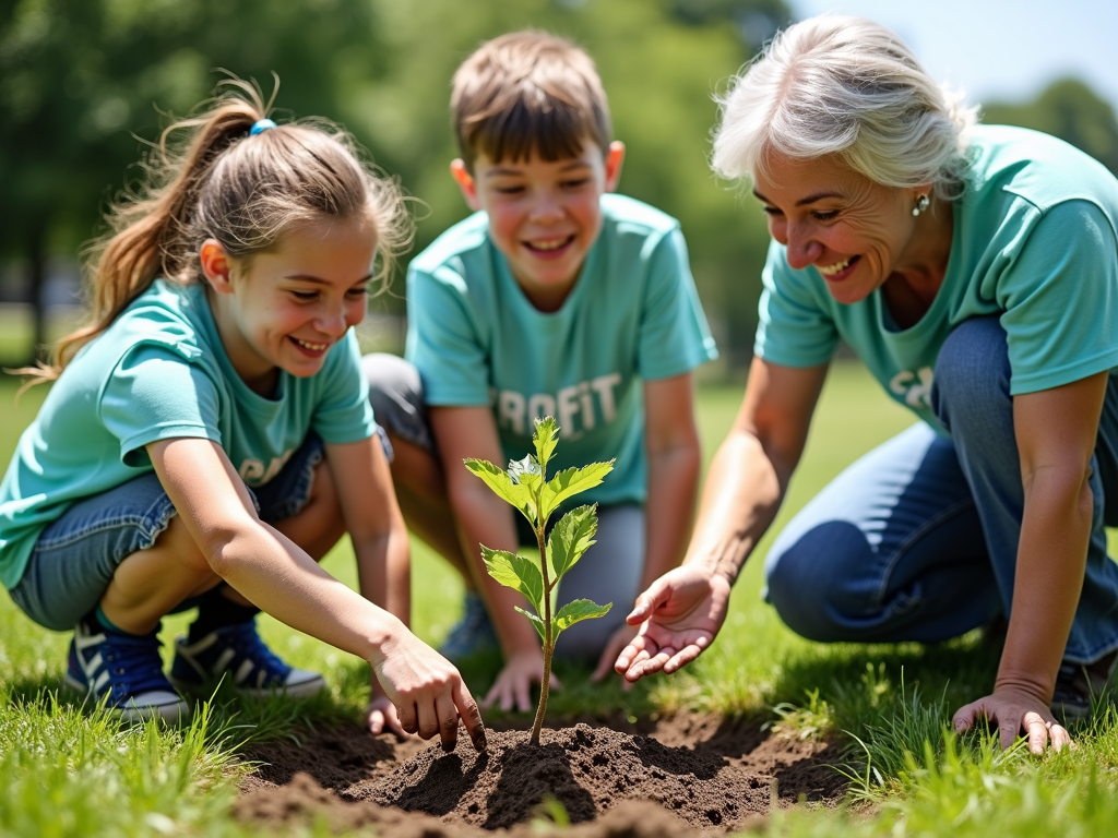 Volunteers working on a community project