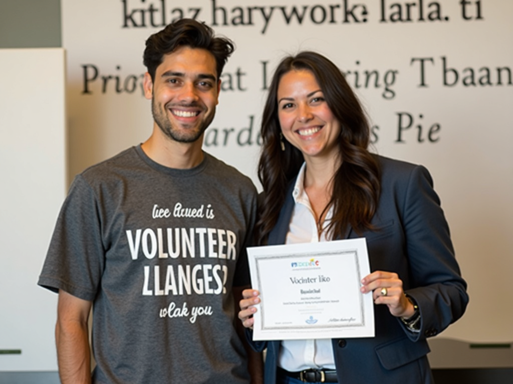 College student receiving recognition for volunteer work, highlighting career prospects.