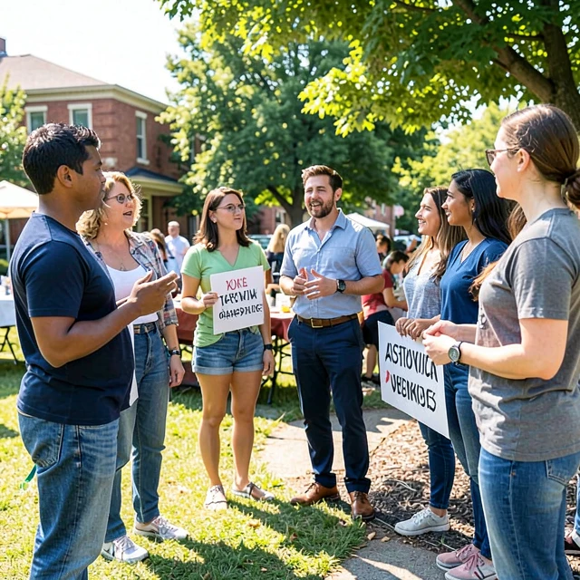 Volunteers practicing empathy during an advocacy gathering