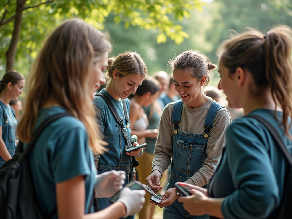 Volunteers working together