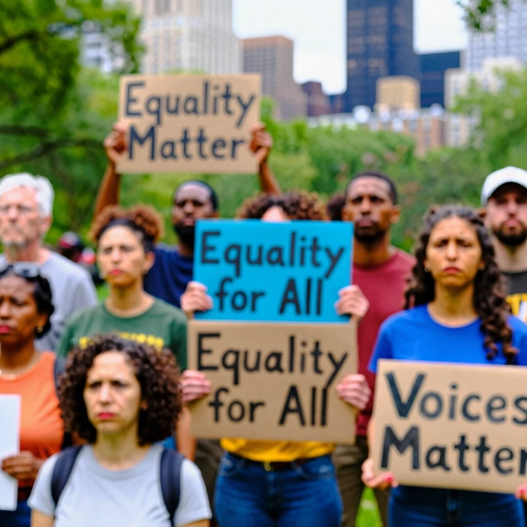 Diverse group of inspiring advocates united in a peaceful rally for social justice