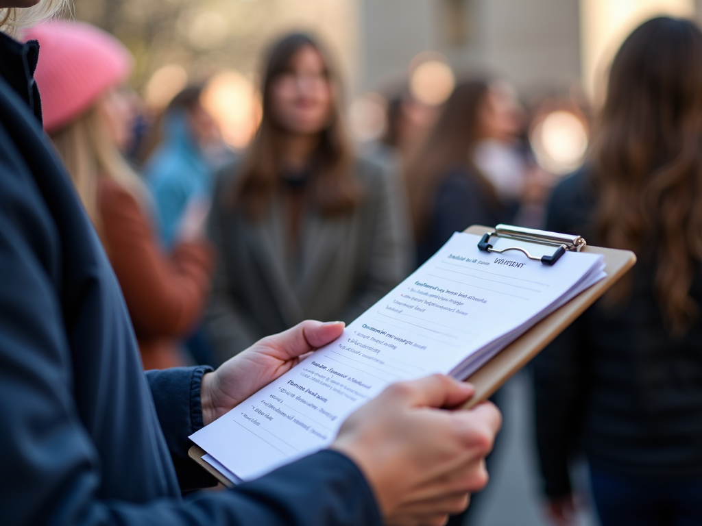 Volunteer collecting signatures for a petition