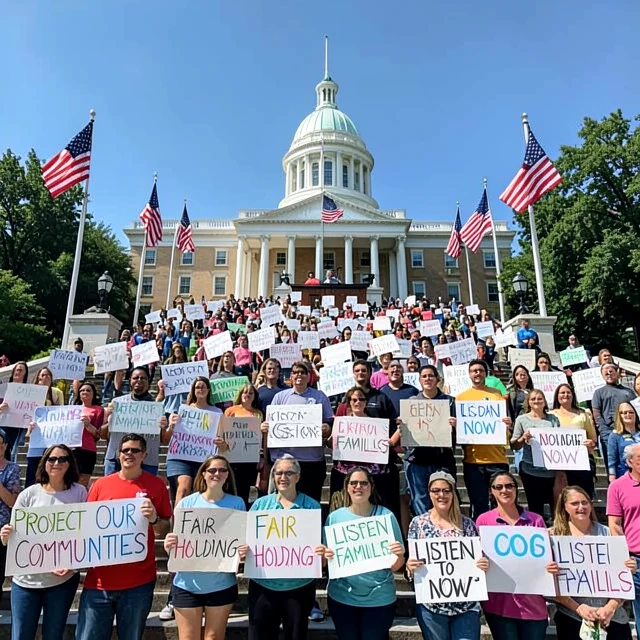 Volunteers rallying for policy change at state capitol
