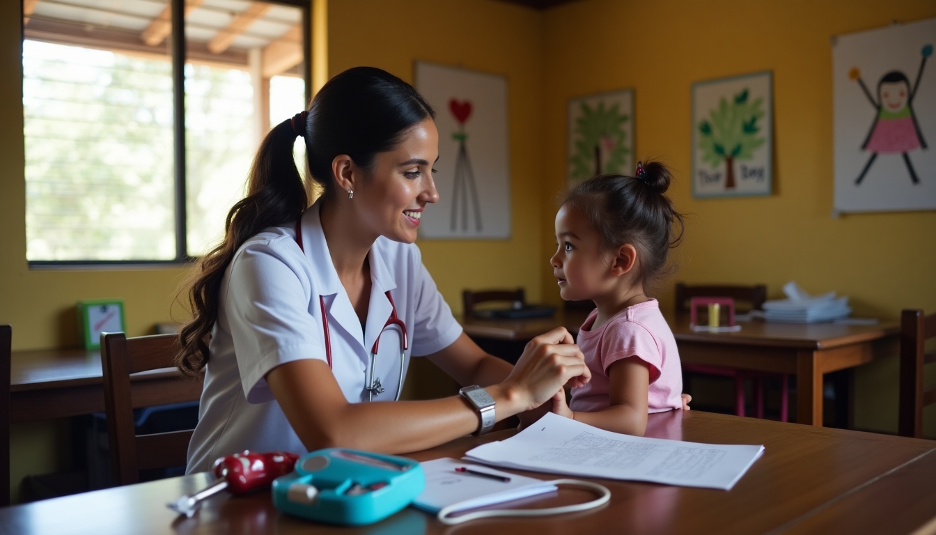 A nurse volunteering in a remote clinic.