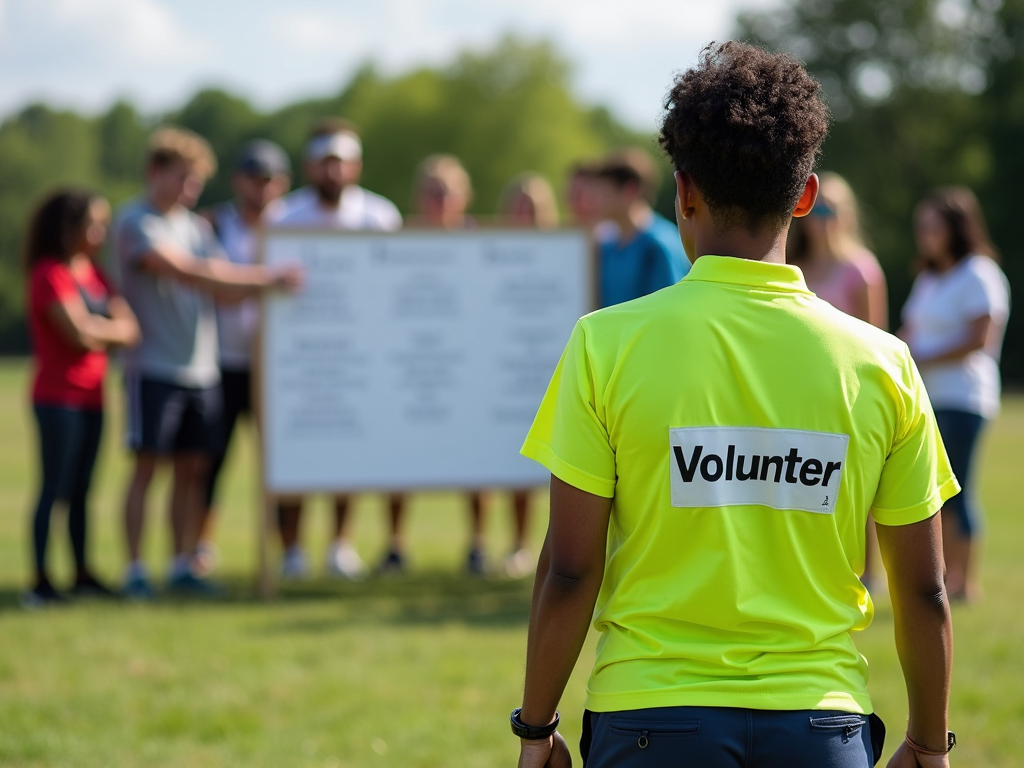 Volunteer leading a team meeting