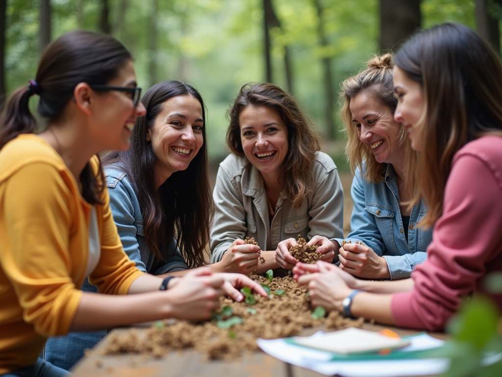 Diverse volunteers working together