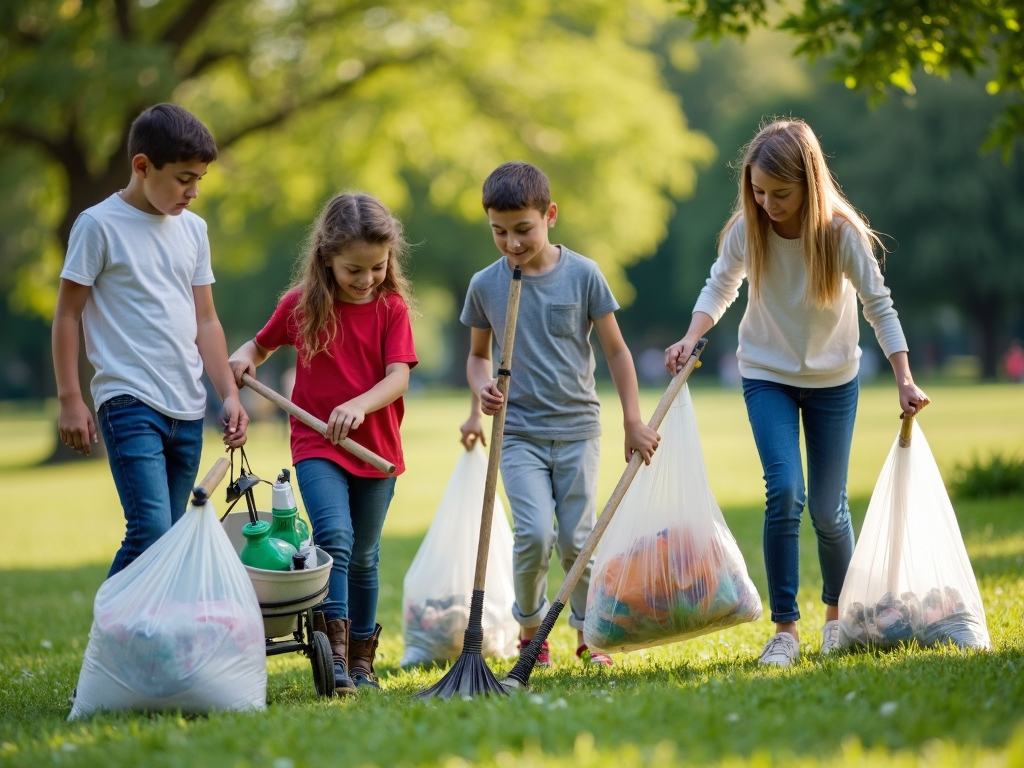 Volunteers cleaning up a local park