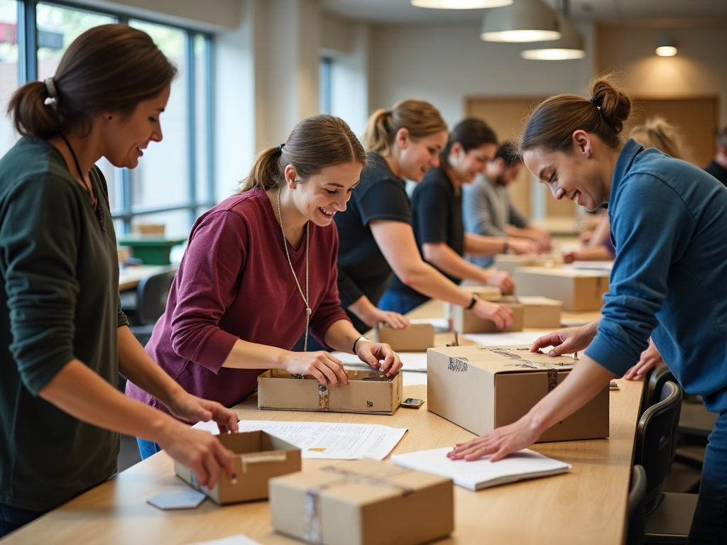 Volunteers actively engaged in a service learning project