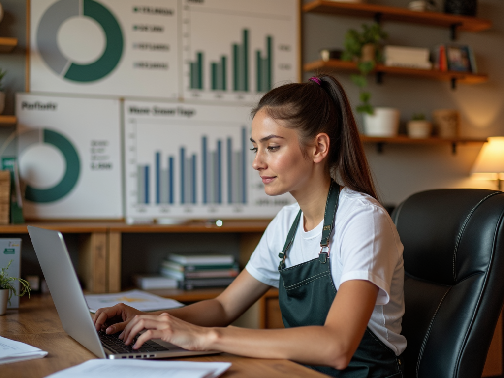 Volunteer tracking finances on a laptop