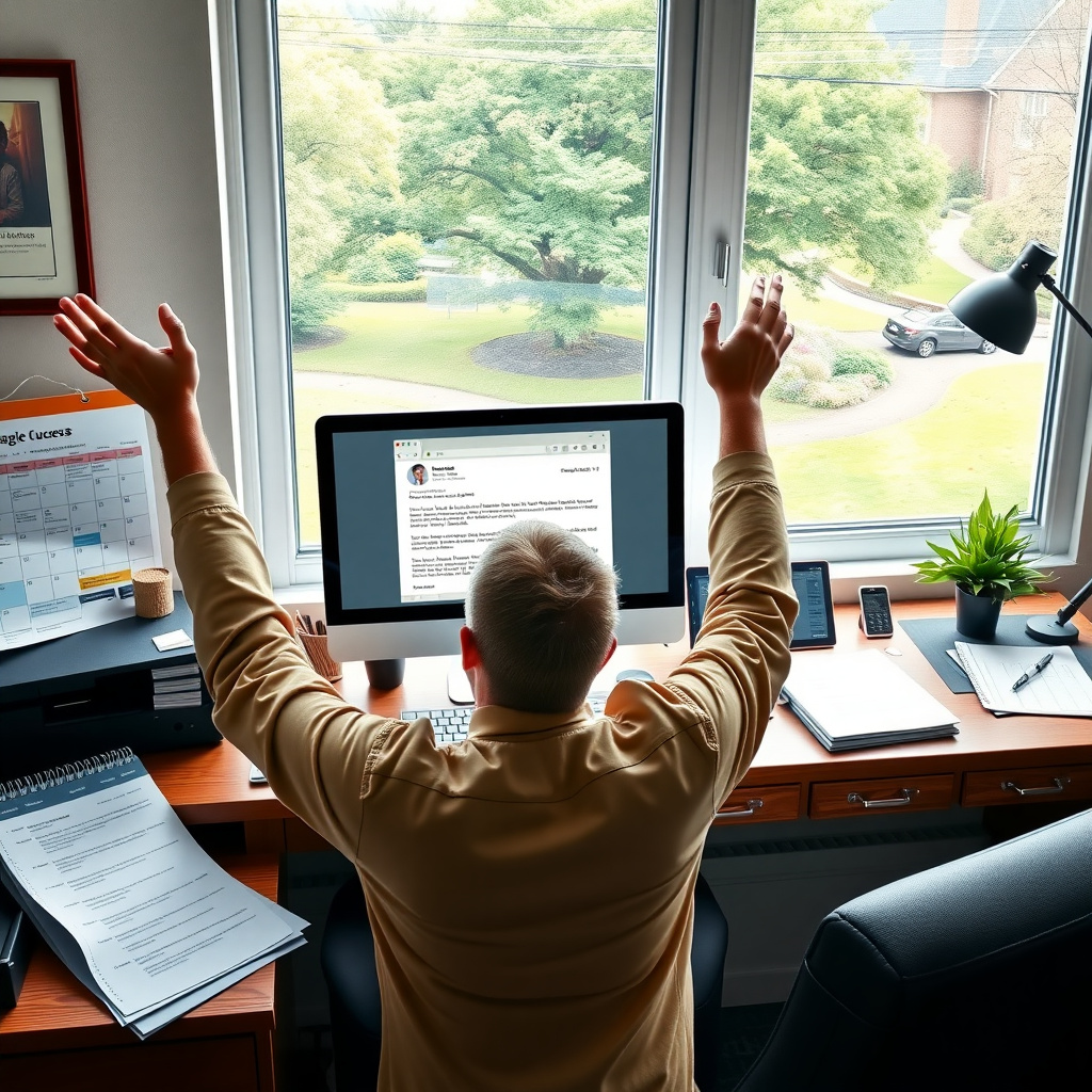 Beginner celebrating a successful grant application