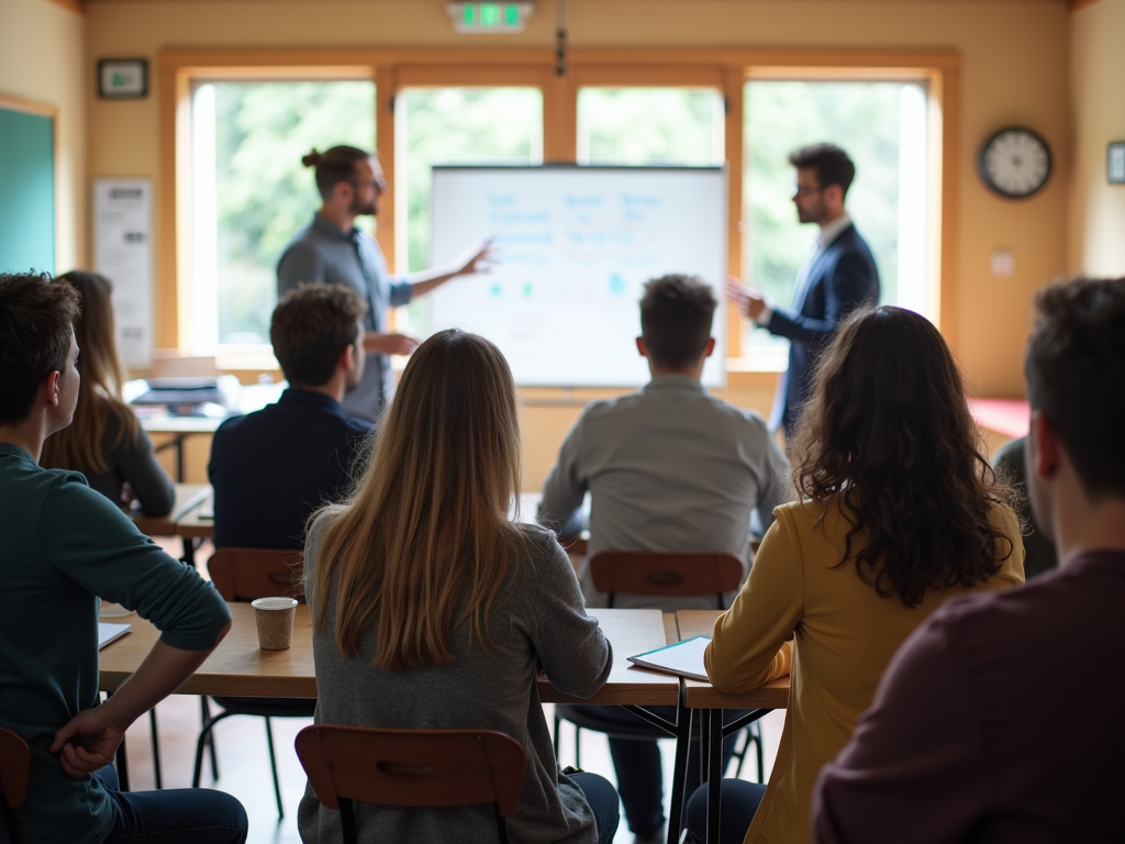 Volunteers in a training session