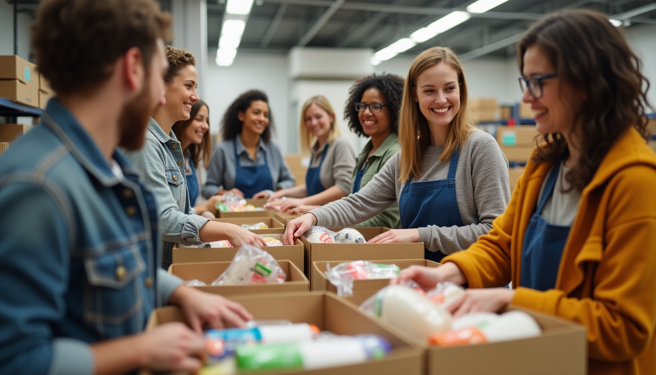 Volunteers at a food bank