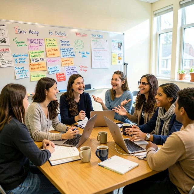 Teens collaborating on a community project idea