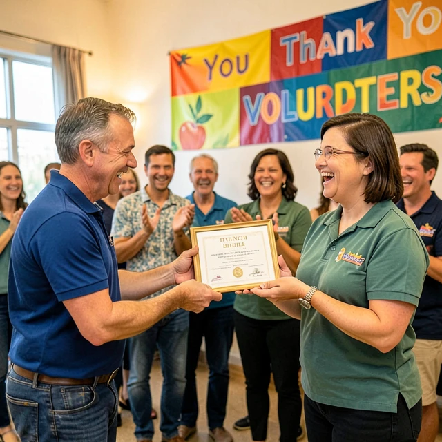 Volunteer receiving recognition for their dedicated service