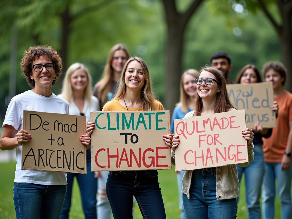 Advocates rallying for climate action in a park