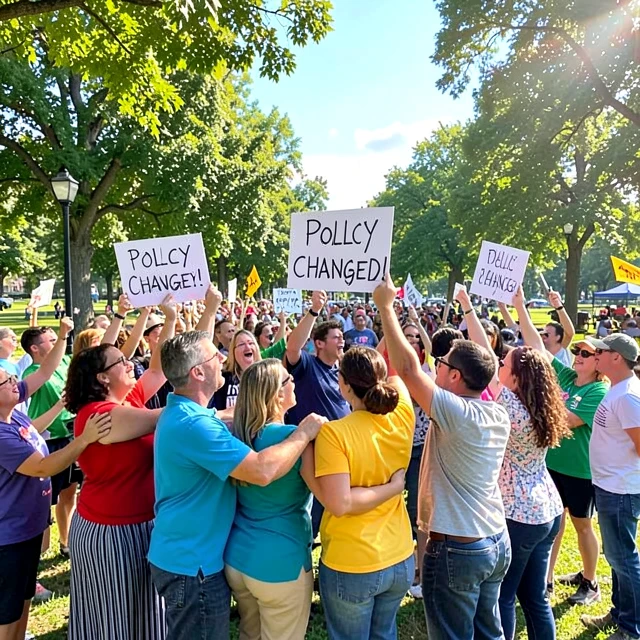 Community celebrating advocacy success