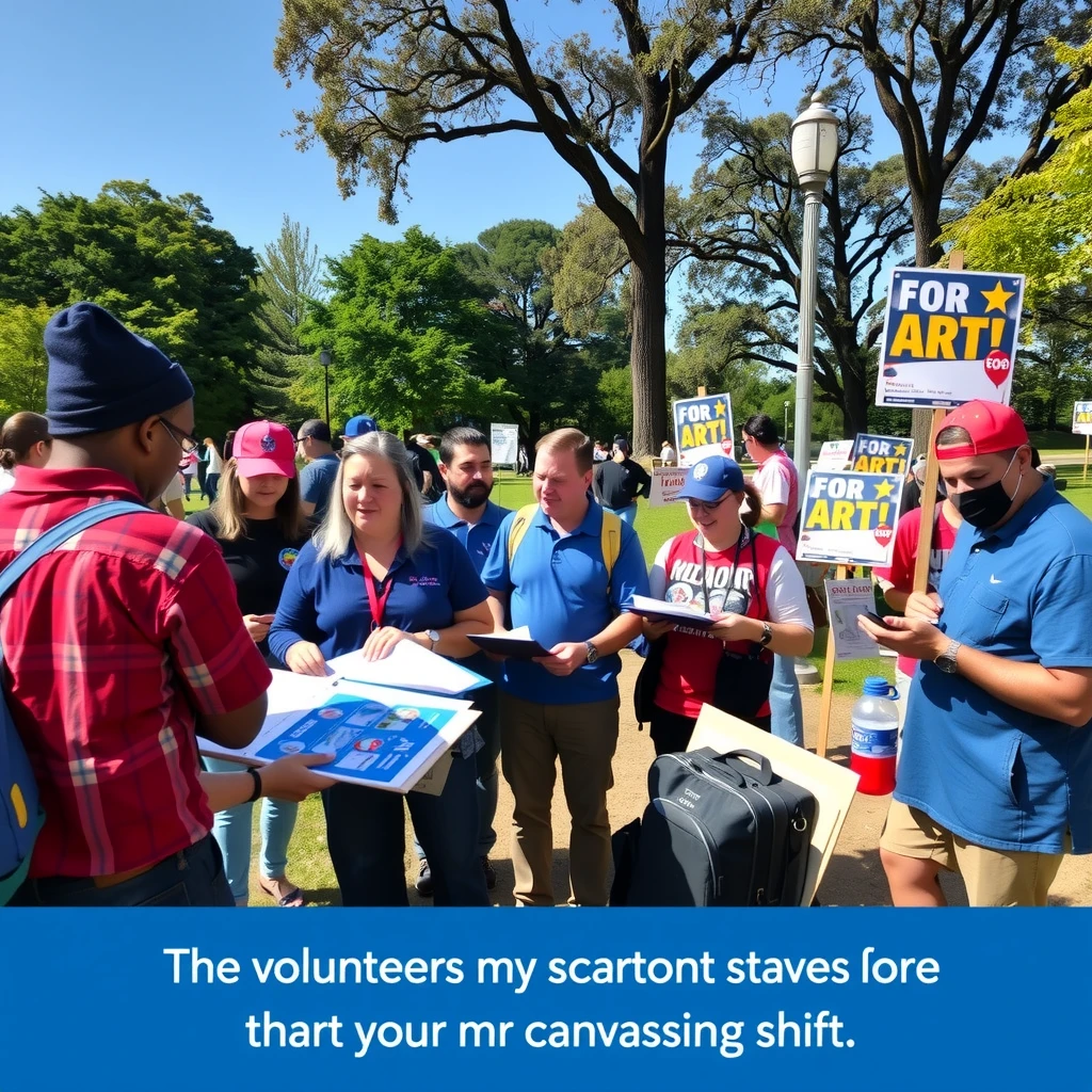 Volunteers preparing for political canvassing