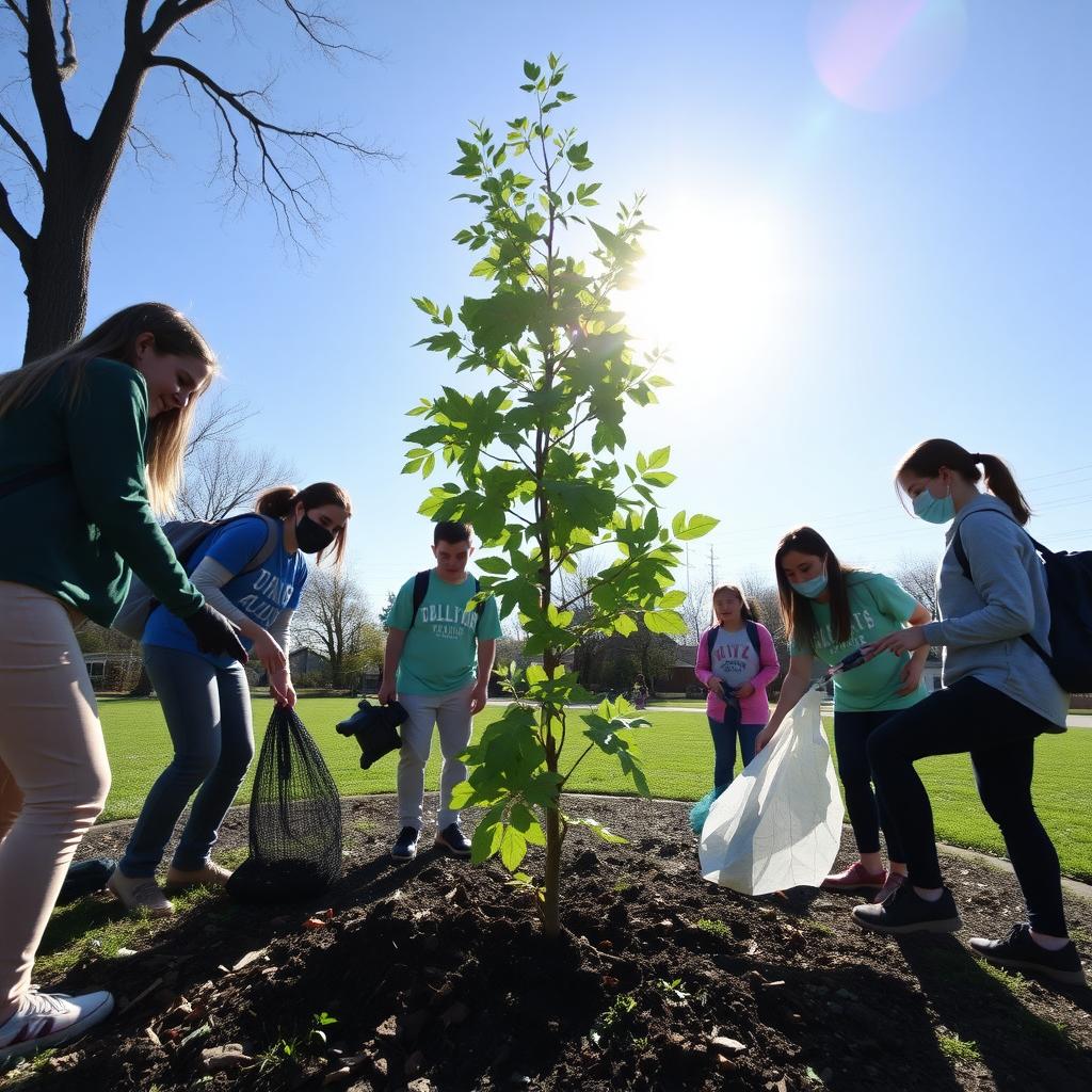 Students cleaning park.