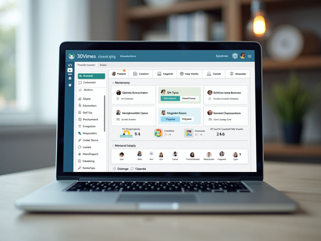 Virtual event tool dashboard on laptop