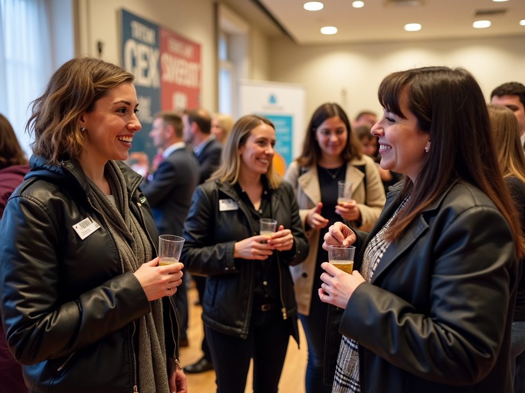 Volunteers networking at an event