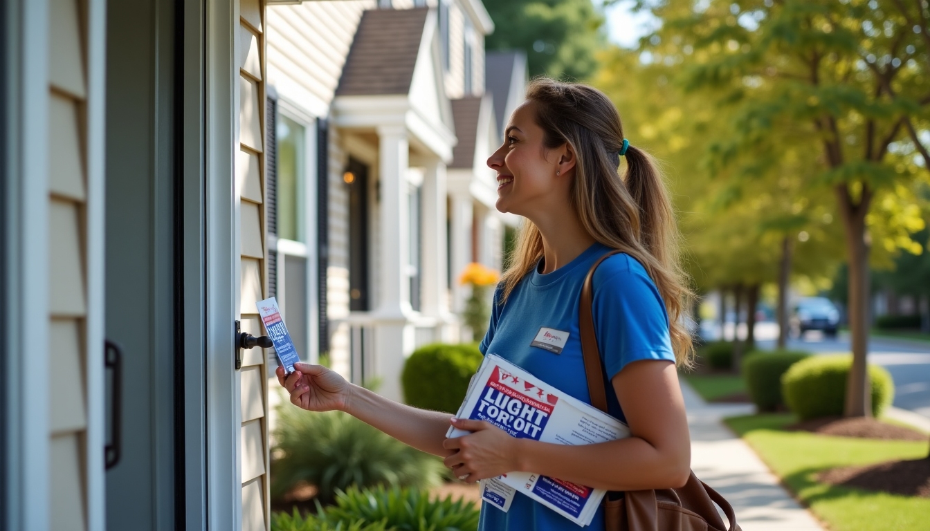 Volunteer canvassing in a neighborhood