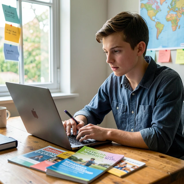 Young person thoughtfully selecting the best volunteer program