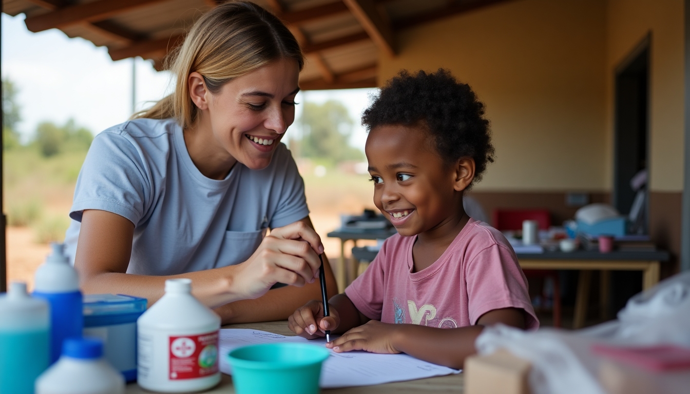 Volunteer providing healthcare services in a rural community.