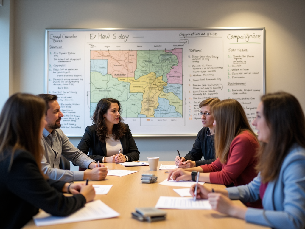 Volunteers brainstorming campaign ideas.