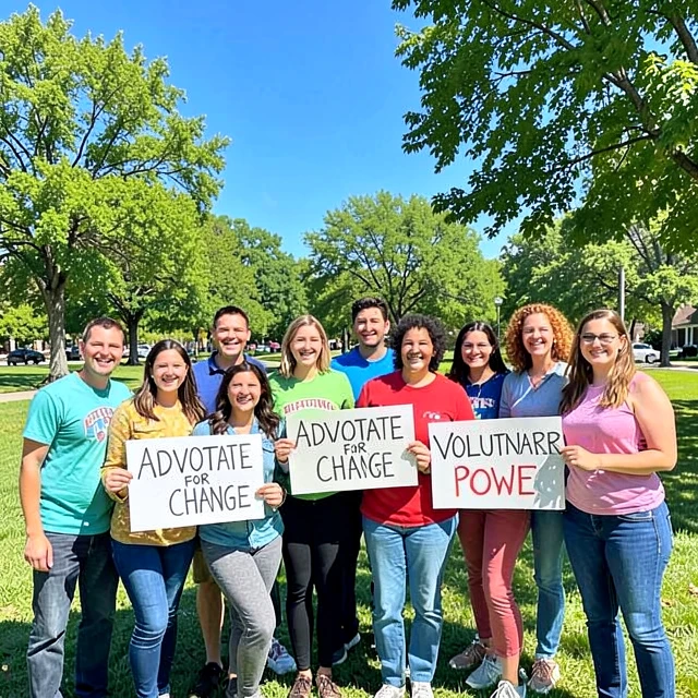Group of enthusiastic volunteers united in advocacy