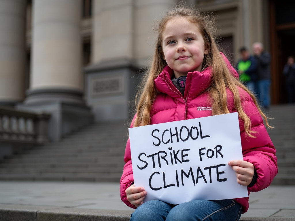 Greta Thunberg protesting for climate action.