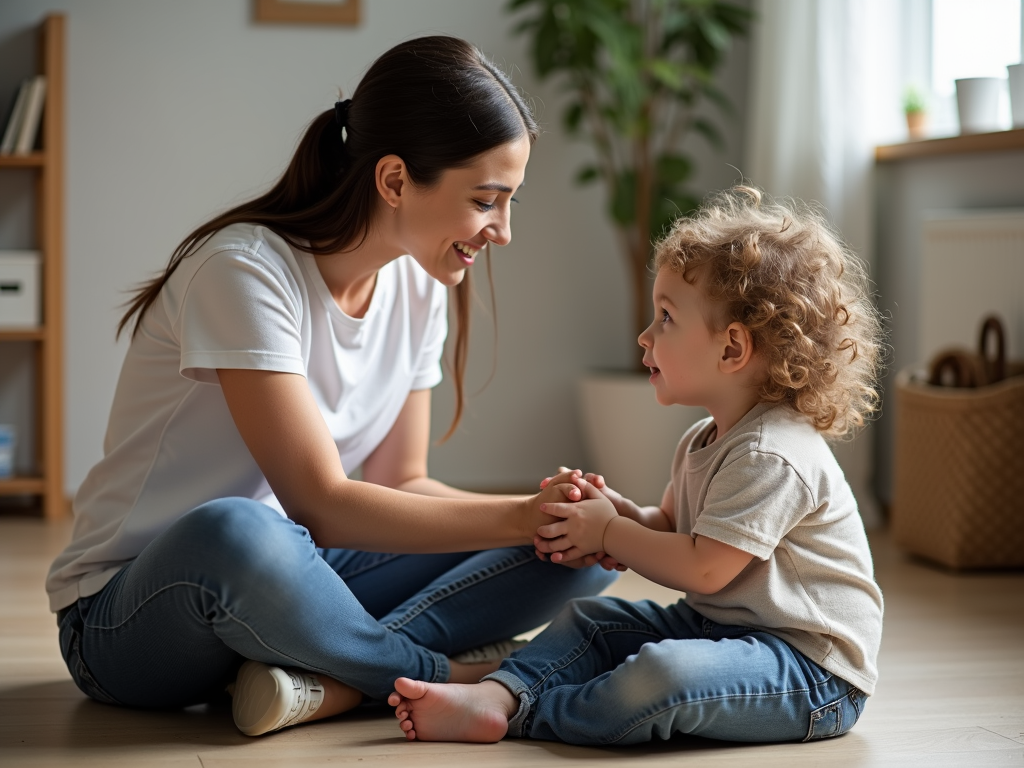 Volunteer showing empathy to a child.