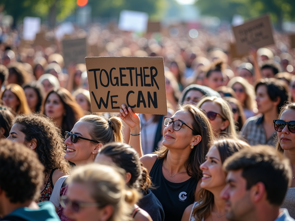Diverse group of grassroots activists protesting together