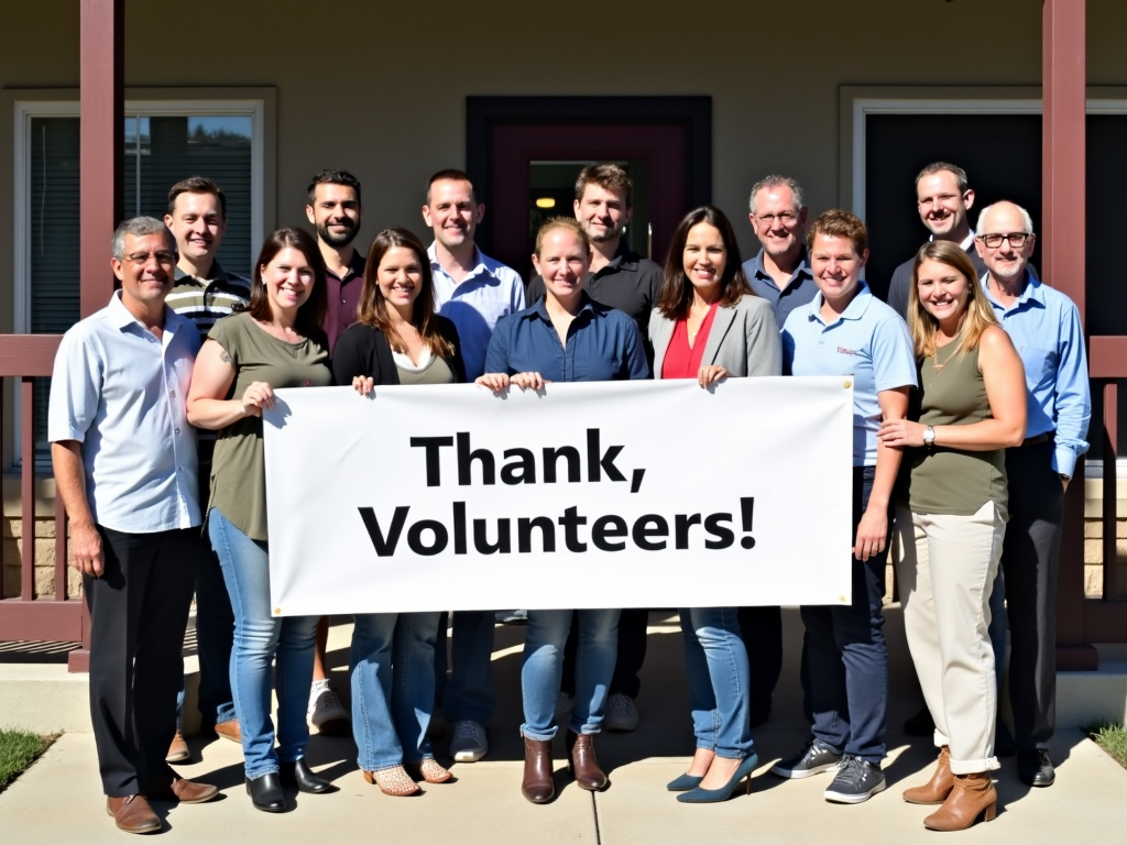 Nonprofit team thanking volunteers